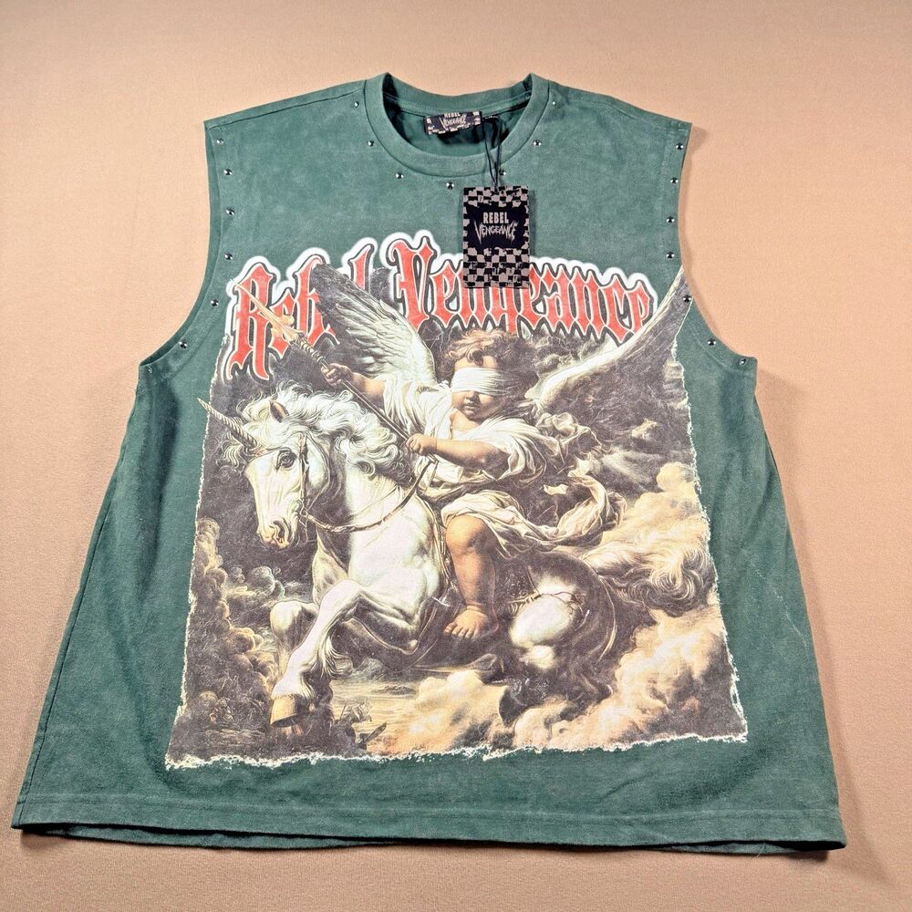 REBEL VENGEANCE | Sleeveless Graphic T-shirt •  Sz MEDIUM